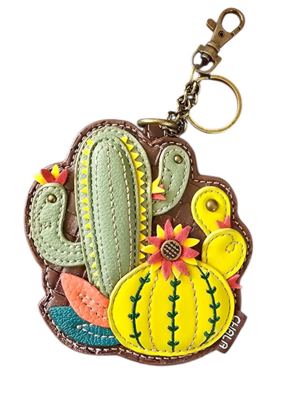 Chala Cactus Keychain Charm with Yellow & Green